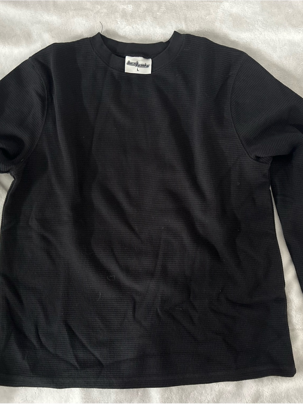 Black Long Sleeve Thermal Tee - Labelled Size L